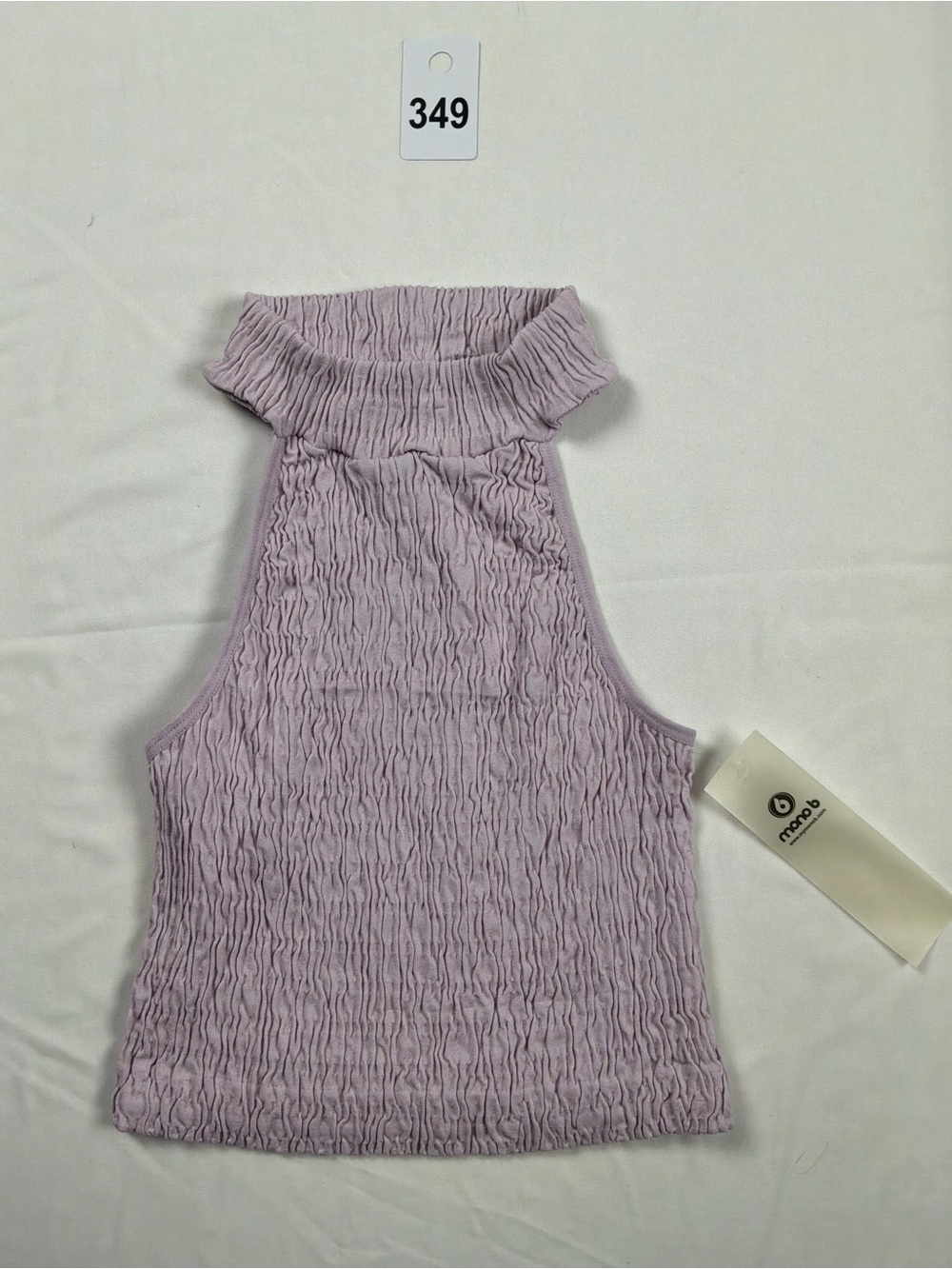 Mono B Lavender Crinkle Mock Neck Tank
